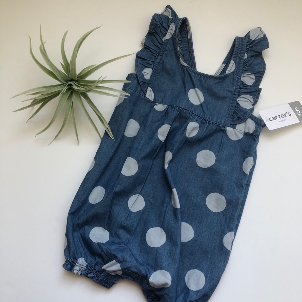 NWT chambray polka dot bubble romper